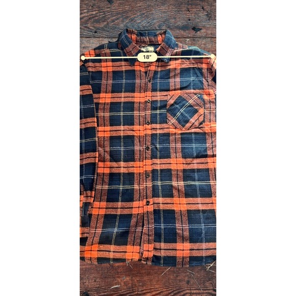 MEN’S-Stein Mart-Orange and Blue Flannel Button Down-Size US L - Picture 10 of 12